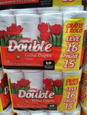 Papel Higiênico Folha Dupla Classy Double Neutro 16 rolos de 30mt