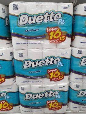 Papel Higiênico Folha Dupla Duetto Fit Neutro leve 16 pague 15 30mt